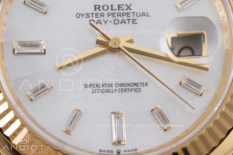 DayDate 40 228238 VSF 1:1 Best Edition White MOP Crystal Dial on President Bracelet VS3255 V2