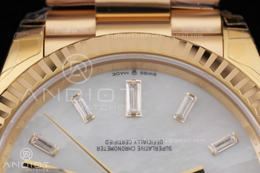 DayDate 40 228238 VSF 1:1 Best Edition White MOP Crystal Dial on President Bracelet VS3255 V2