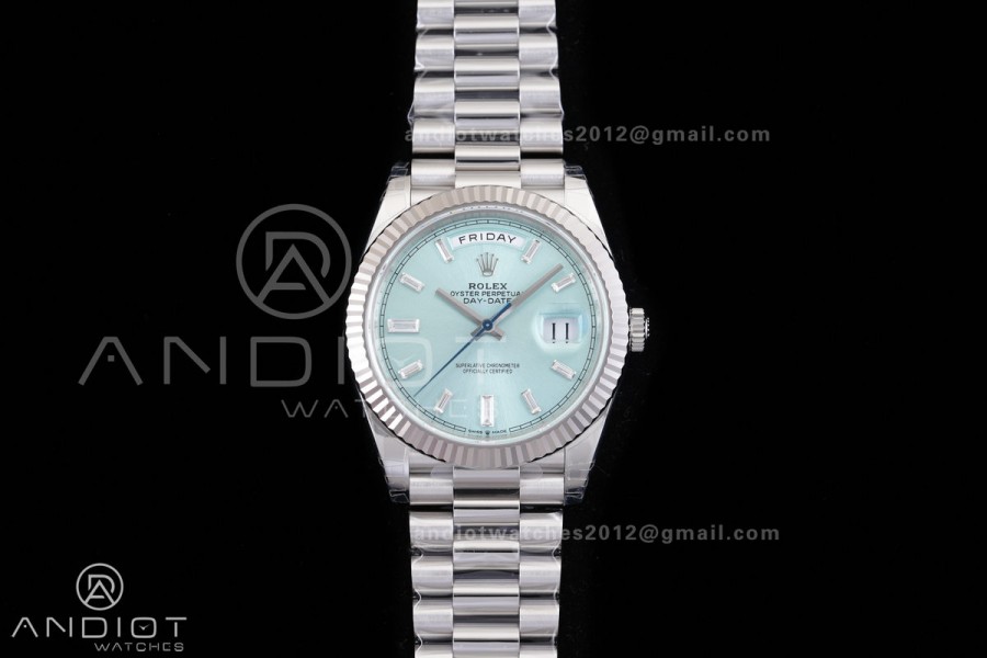 Day Date 228239 40mm 904L SS VSF 1:1 Best Edition Ice Blue Crystal Dial On SS President Bracelet DD3255
