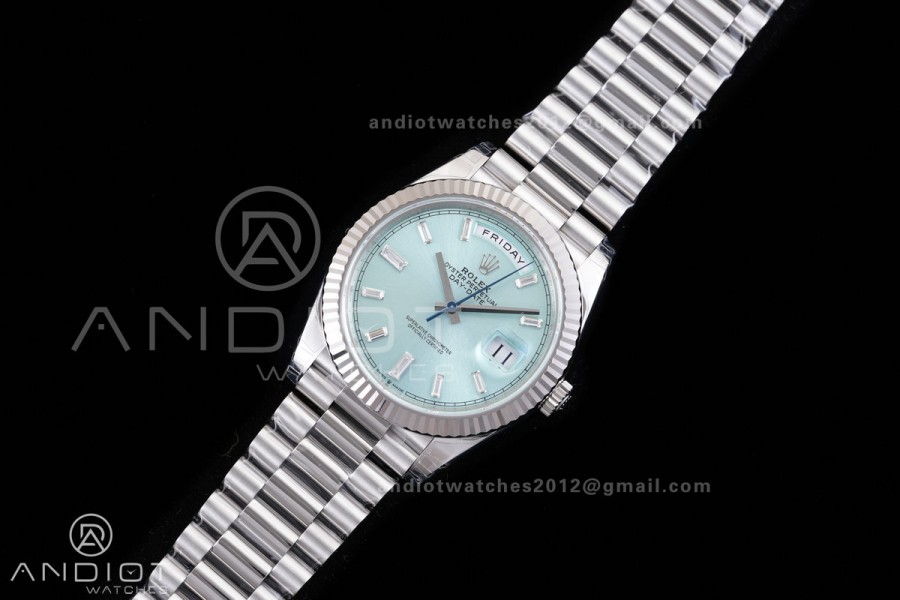 Day Date 228239 40mm 904L SS VSF 1:1 Best Edition Ice Blue Crystal Dial On SS President Bracelet DD3255