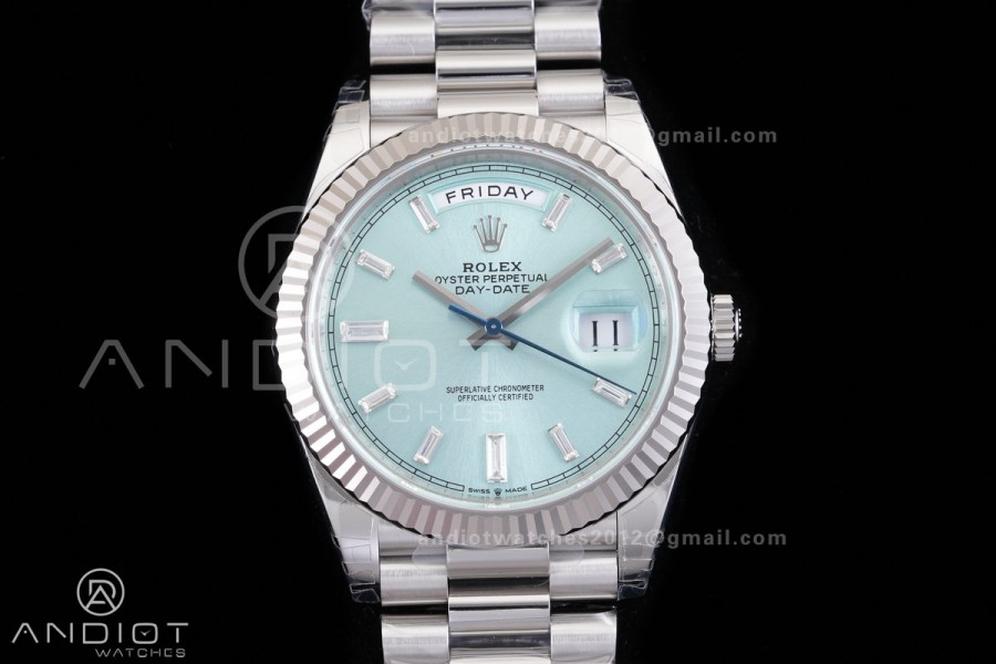 Day Date 228239 40mm 904L SS VSF 1:1 Best Edition Ice Blue Crystal Dial On SS President Bracelet DD3255
