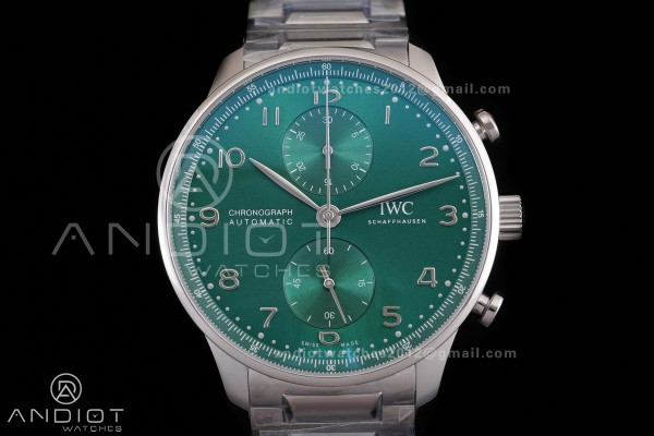 Portugieser Chrono IW3716 APSF 1:1 Best Edtion Green Dial on SS Bracelet DD69355 Super Clone