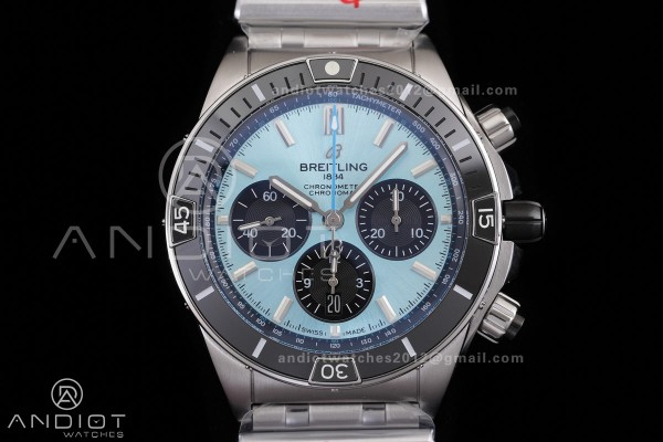 Super Chronomat B01 44 SS BLF 1:1 Best Edition Ice Blue Dial on SS Bracelet A7750