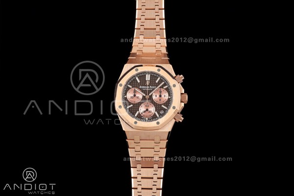 Royal Oak Chrono 26240 RG DDF 1:1 Best Edition Brown/RG Dial on RG Bracelet DD4401 Super Clone (50 Anniversary)