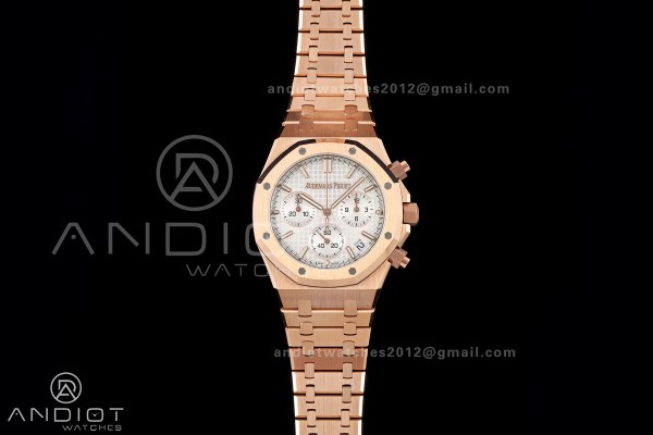 Royal Oak Chrono 26240 RG DDF 1:1 Best Edition White Dial on RG Bracelet DD4401 Super Clone (50 Anniversary)