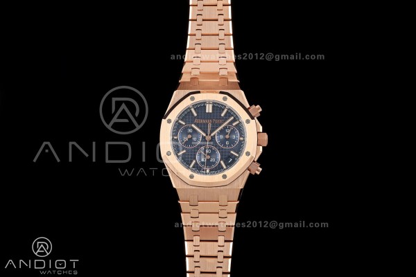 Royal Oak Chrono 26240 RG DDF 1:1 Best Edition Blue Dial on RG Bracelet DD4401 Super Clone (50 Anniversary)