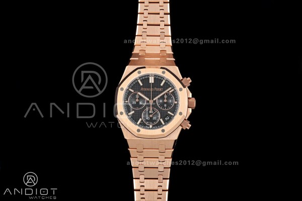 Royal Oak Chrono 26240 RG DDF 1:1 Best Edition Black Dial on RG Bracelet DD4401 Super Clone (50 Anniversary)