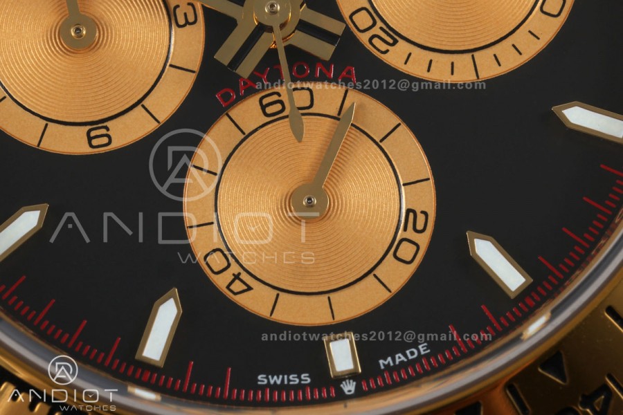 Daytona 126508 BTF 1:1 Best Edition Black/YG Dial on YG Braclet DD4131 (Weighted)