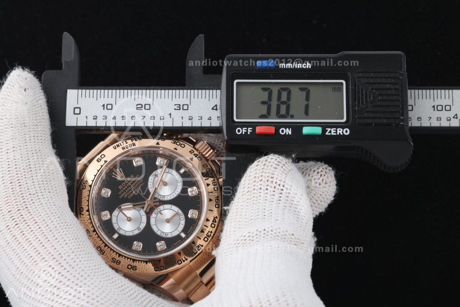 Daytona 126505 BTF 1:1 Best Edition Black/Silver Diamonds Dial on RG Braclet DD4131 (Weighted)