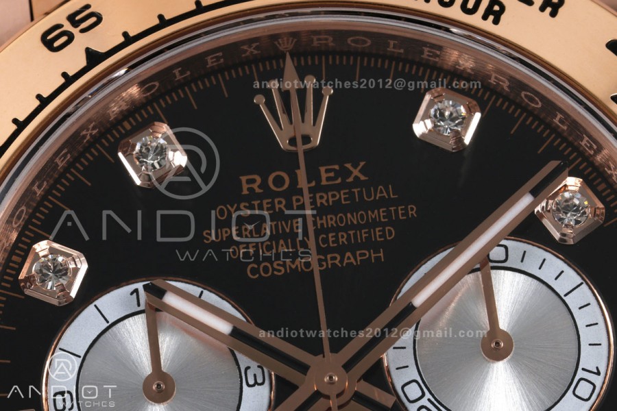Daytona 126505 BTF 1:1 Best Edition Black/Silver Diamonds Dial on RG Braclet DD4131 (Weighted)