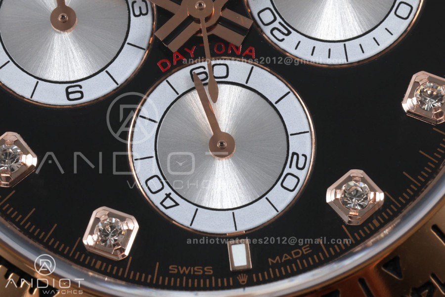 Daytona 126505 BTF 1:1 Best Edition Black/Silver Diamonds Dial on RG Braclet DD4131 (Weighted)