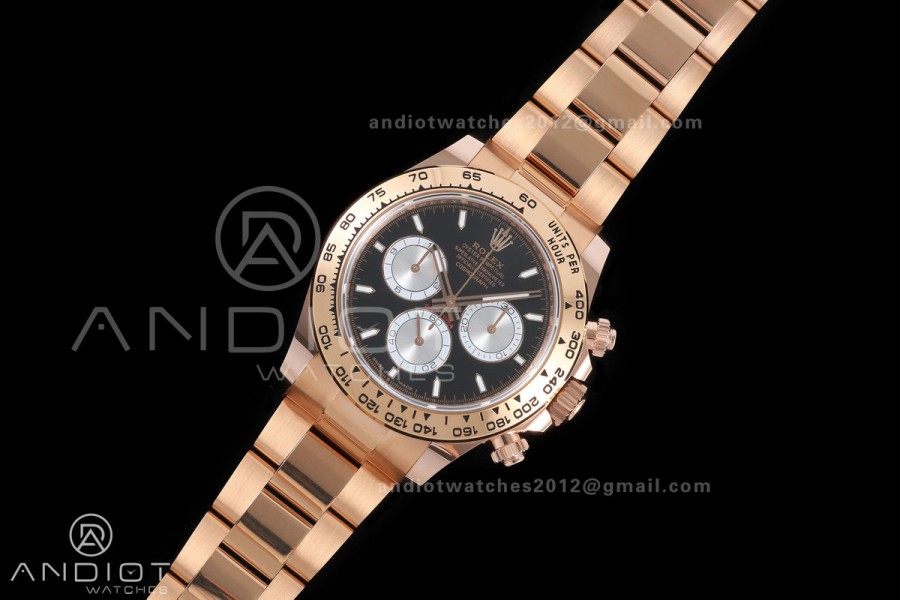 Daytona 126505 BTF 1:1 Best Edition Black/Silver Stick Dial on RG Braclet DD4131 (Weighted)