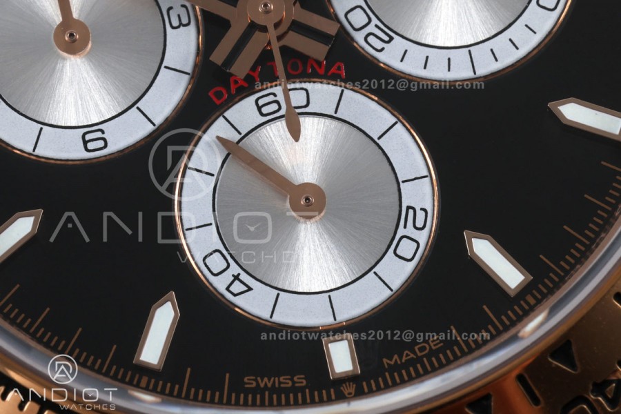 Daytona 126505 BTF 1:1 Best Edition Black/Silver Stick Dial on RG Braclet DD4131 (Weighted)