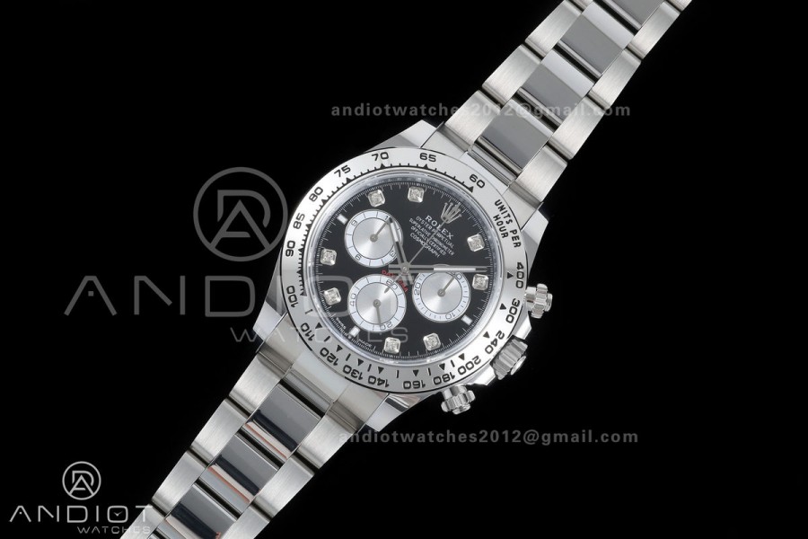Daytona 126509 BTF 1:1 Best Edition Black/Silver Diamonds Dial on SS Braclet DD4131 (Weighted)