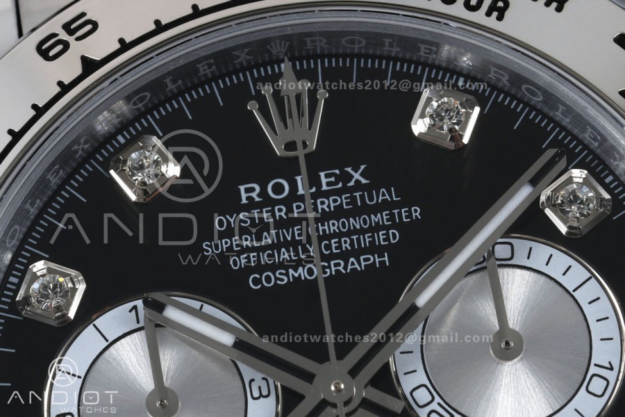 Daytona 126509 BTF 1:1 Best Edition Black/Silver Diamonds Dial on SS Braclet DD4131 (Weighted)