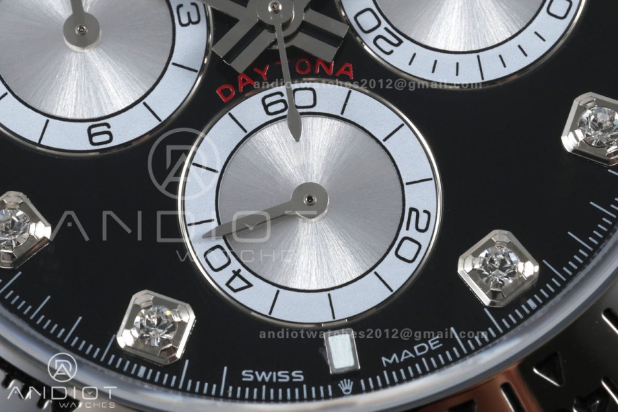 Daytona 126509 BTF 1:1 Best Edition Black/Silver Diamonds Dial on SS Braclet DD4131 (Weighted)