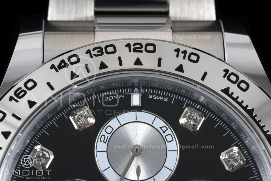 Daytona 126509 BTF 1:1 Best Edition Black/Silver Diamonds Dial on SS Braclet DD4131 (Weighted)