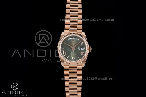 Day Date 36 RG QF 1:1 Best Edition 904L Steel Gree...