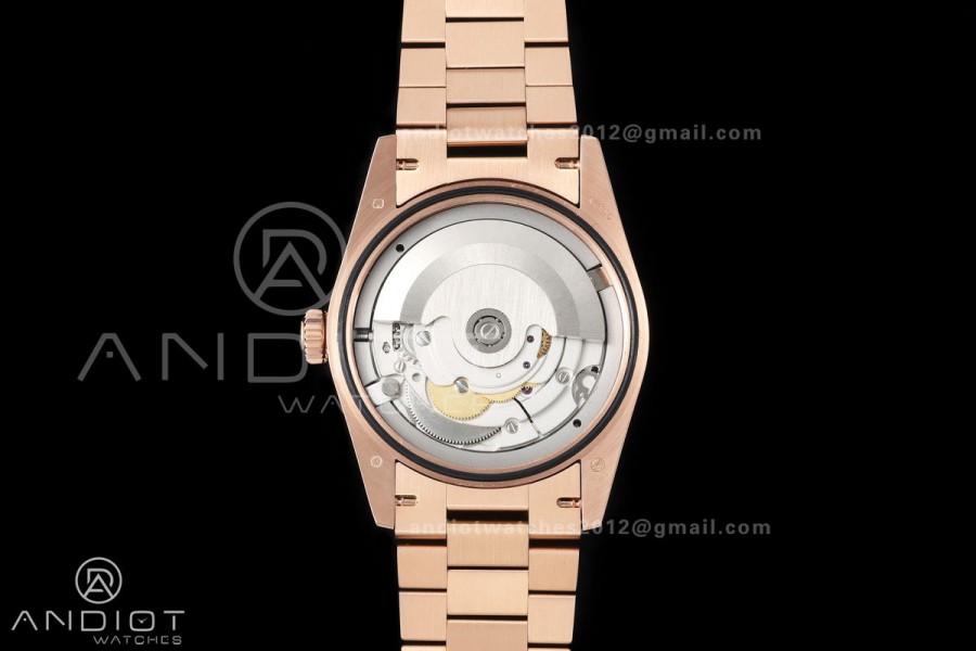 Day Date 36 RG QF 1:1 Best Edition 904L Steel Green Roman Dial on President Bracelet A2836 V3