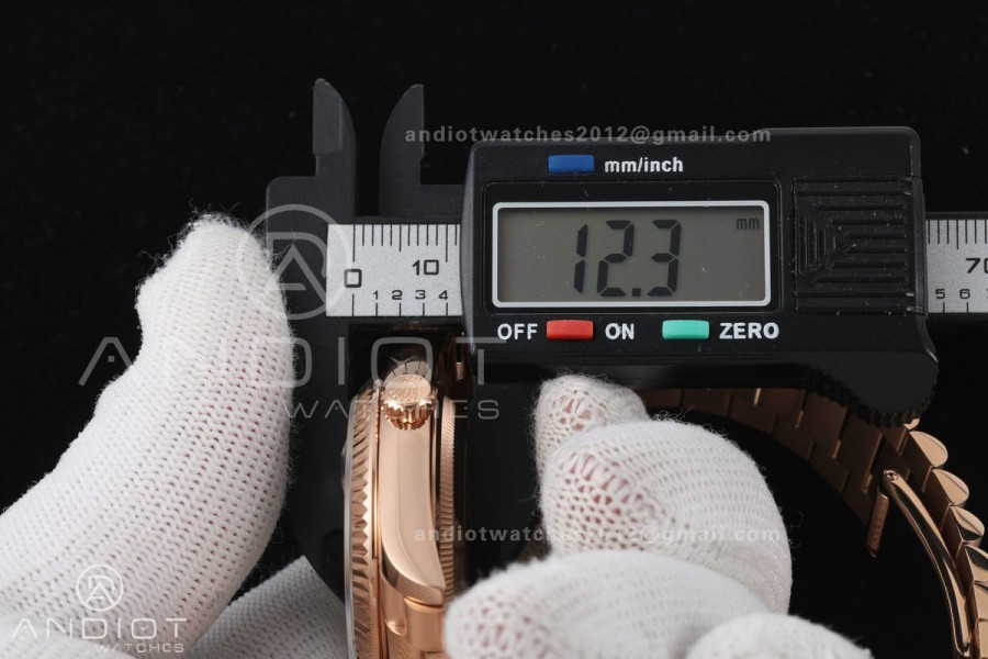 Day Date 36 RG QF 1:1 Best Edition 904L Steel Green Roman Dial on President Bracelet A2836 V3