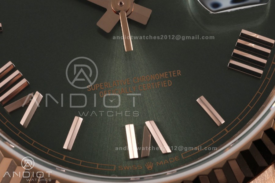 Day Date 36 RG QF 1:1 Best Edition 904L Steel Green Roman Dial on President Bracelet A2836 V3