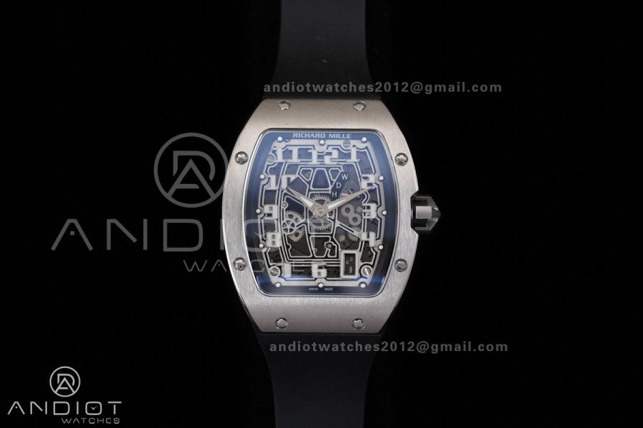 RM67-01 Real Titanium 1:1 Best Edition Skeleton Dial On Black Rubber Strap CRMA7 Clone