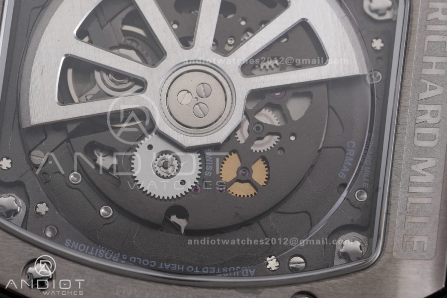 RM67-01 Real Titanium 1:1 Best Edition Skeleton Dial On Black Rubber Strap CRMA7 Clone