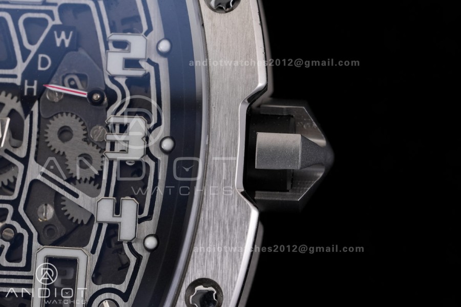 RM67-01 Real Titanium 1:1 Best Edition Skeleton Dial On Black Rubber Strap CRMA7 Clone