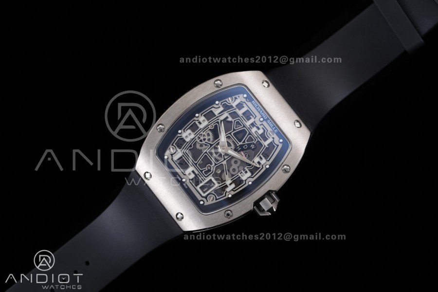 RM67-01 Real Titanium 1:1 Best Edition Skeleton Dial On Black Rubber Strap CRMA7 Clone