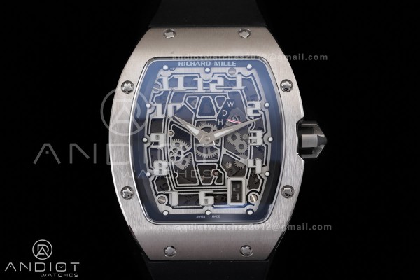 RM67-01 Real Titanium 1:1 Best Edition Skeleton Dial On Black Rubber Strap CRMA7 Clone
