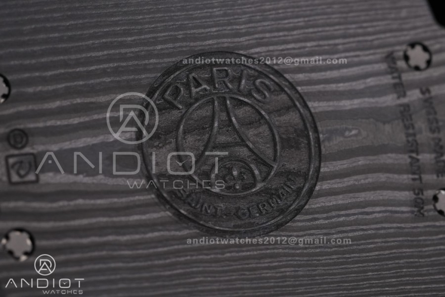 RM035-01 Paris Black Carbon ZF Best Edition Skeleton Dial On Blue Rubber Strap Super Clone RMUL1