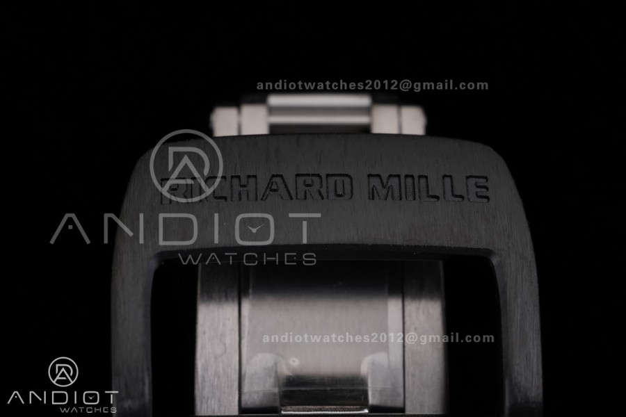 RM035-01 Paris Black Carbon ZF Best Edition Skeleton Dial On Blue Rubber Strap Super Clone RMUL1