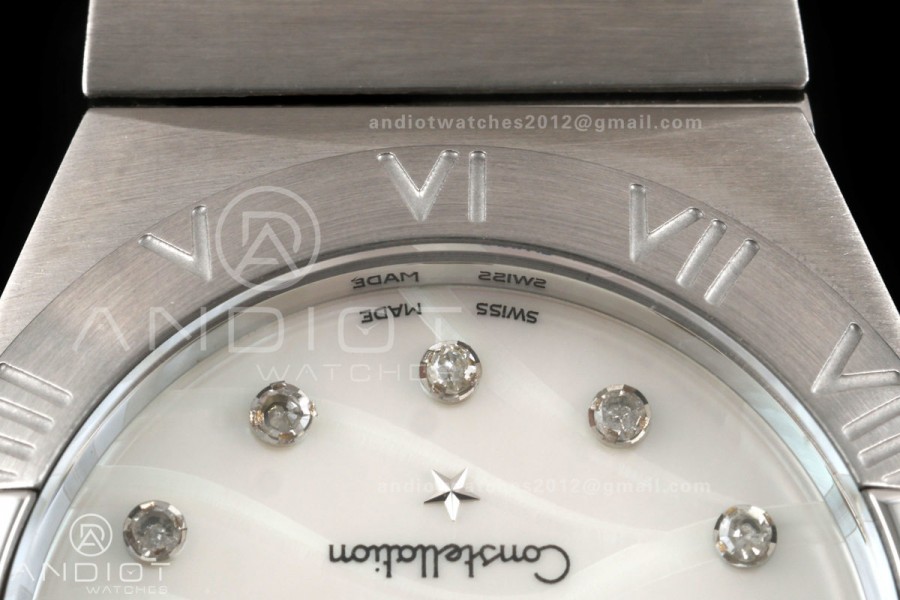 Constellation 28mm SS 8848F 1:1 Best Edition White MOP Textured Dial on SS Bracelet ETA Quartz