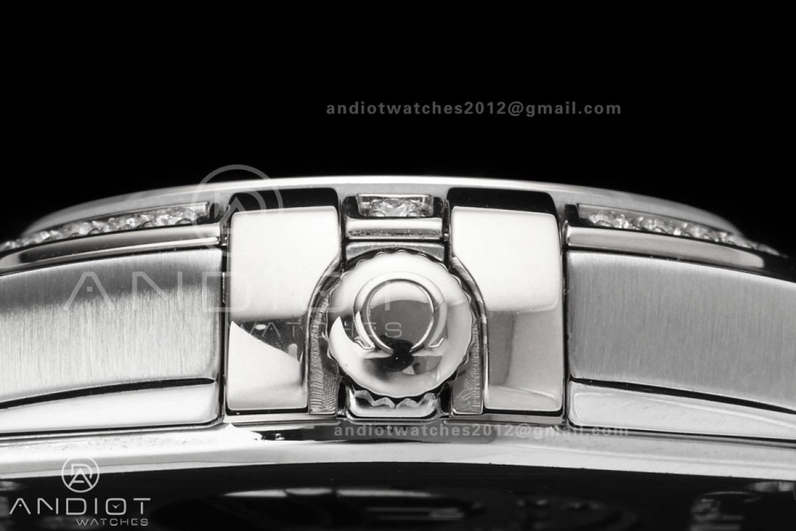 Constellation 28mm SS 8848F 1:1 Best Edition White MOP Textured Dial Diamonds Bezel on SS Bracelet ETA Quartz