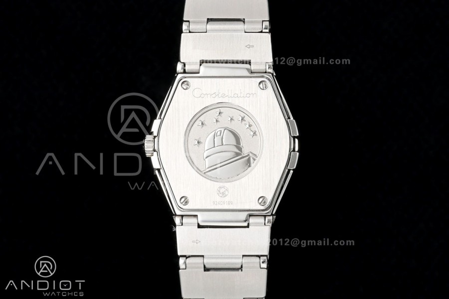 Constellation 28mm SS 8848F 1:1 Best Edition White MOP Textured Dial Diamonds Bezel on SS Bracelet ETA Quartz