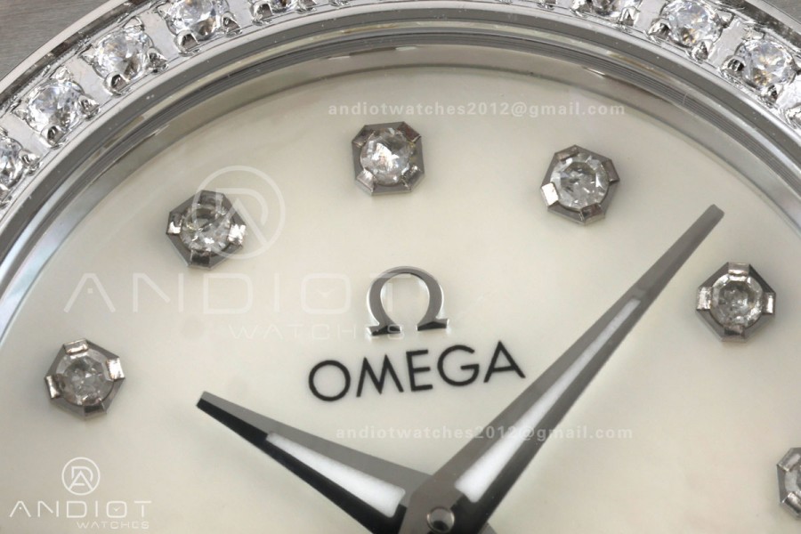Constellation 28mm SS 8848F 1:1 Best Edition White MOP Dial Diamonds Bezel on SS Bracelet ETA Quartz