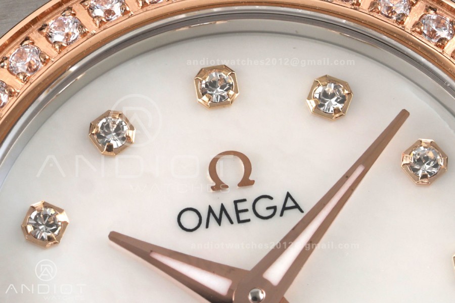 Constellation 28mm SS/RG 8848F 1:1 Best Edition White MOP Dial Diamonds Bezel on SS/RG Bracelet ETA Quartz