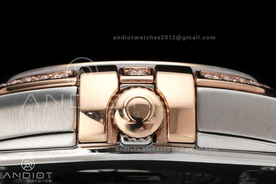 Constellation 28mm SS/RG 8848F 1:1 Best Edition White MOP Dial Diamonds Bezel on SS/RG Bracelet ETA Quartz