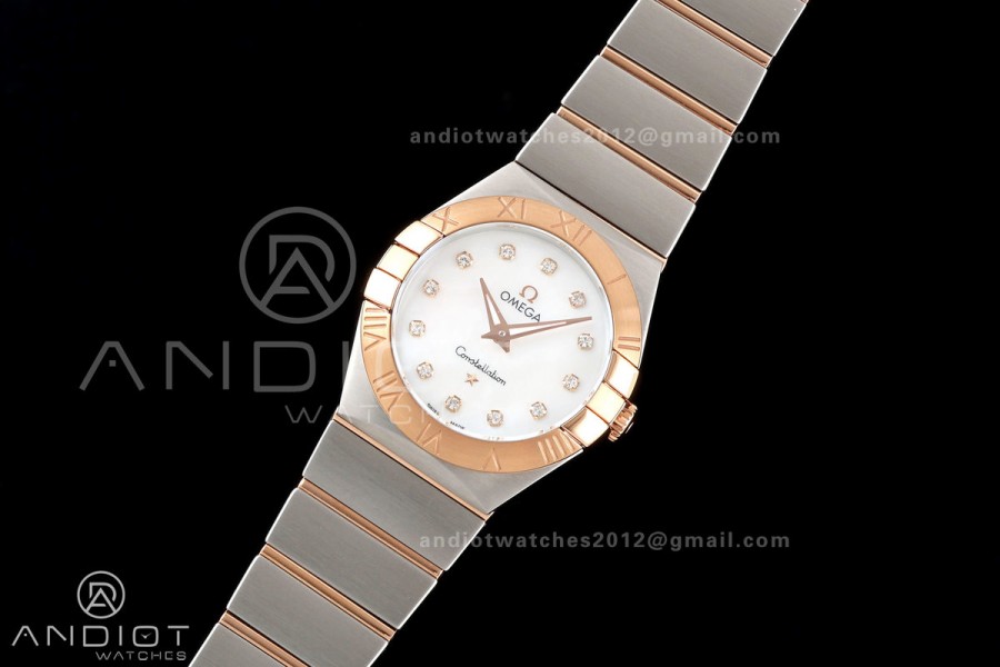 Constellation 28mm SS/RG 8848F 1:1 Best Edition White MOP Dial on SS/RG Bracelet ETA Quartz
