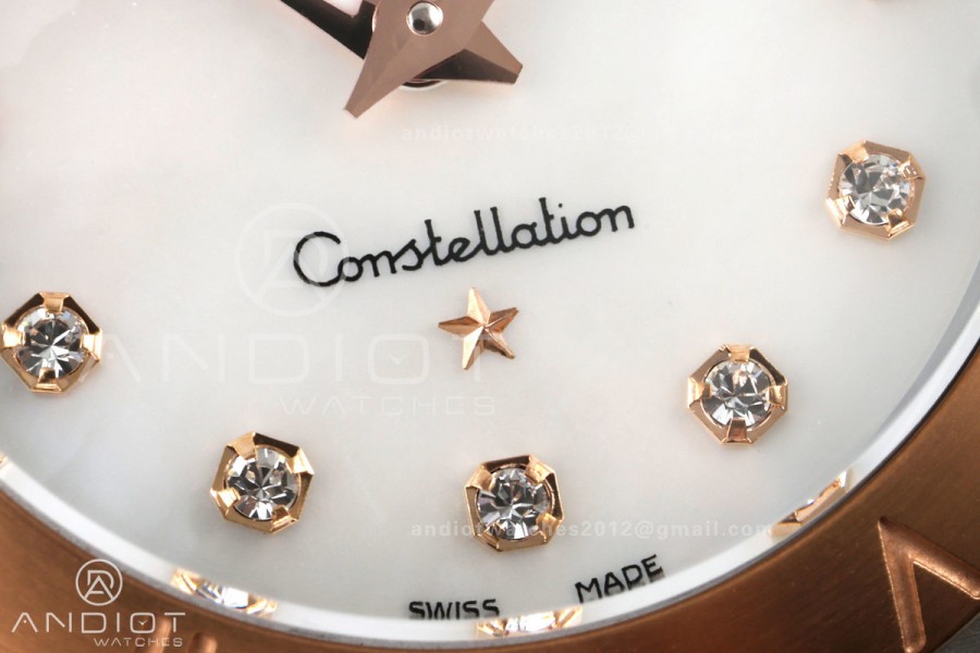 Constellation 28mm SS/RG 8848F 1:1 Best Edition White MOP Dial on SS/RG Bracelet ETA Quartz