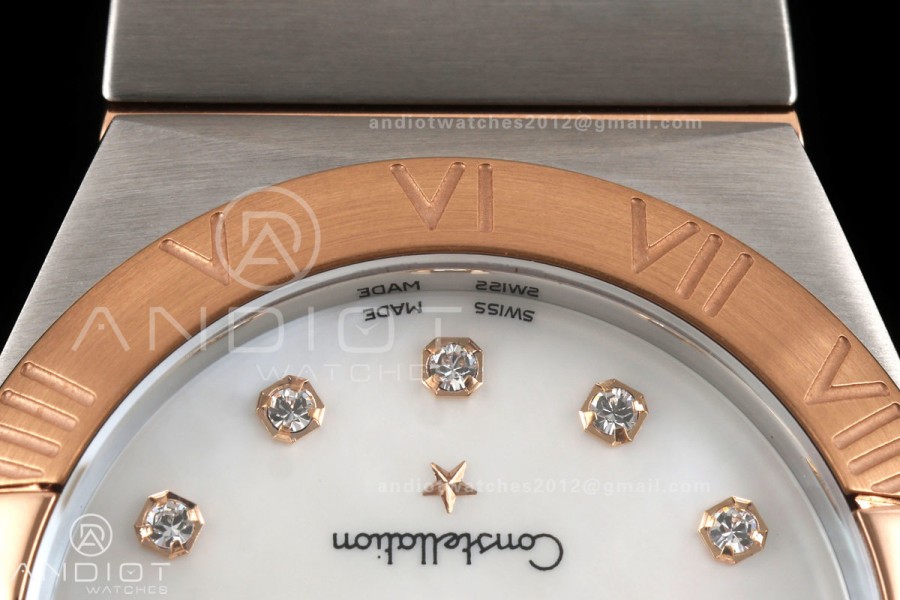 Constellation 28mm SS/RG 8848F 1:1 Best Edition White MOP Dial on SS/RG Bracelet ETA Quartz