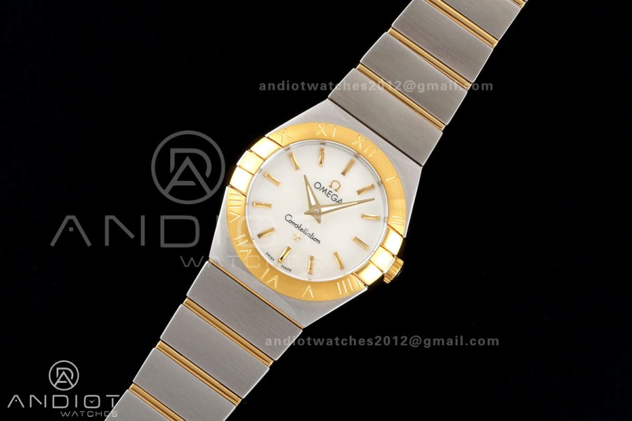 Constellation 28mm SS/YG 8848F 1:1 Best Edition White MOP Stick Dial on SS/YG Bracelet ETA Quartz
