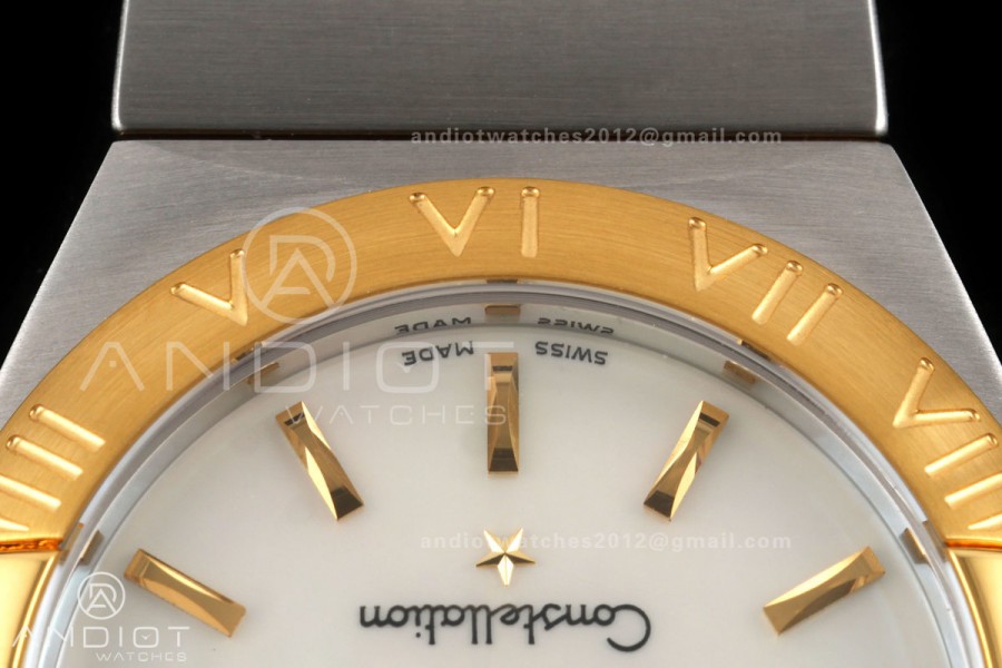 Constellation 28mm SS/YG 8848F 1:1 Best Edition White MOP Stick Dial on SS/YG Bracelet ETA Quartz