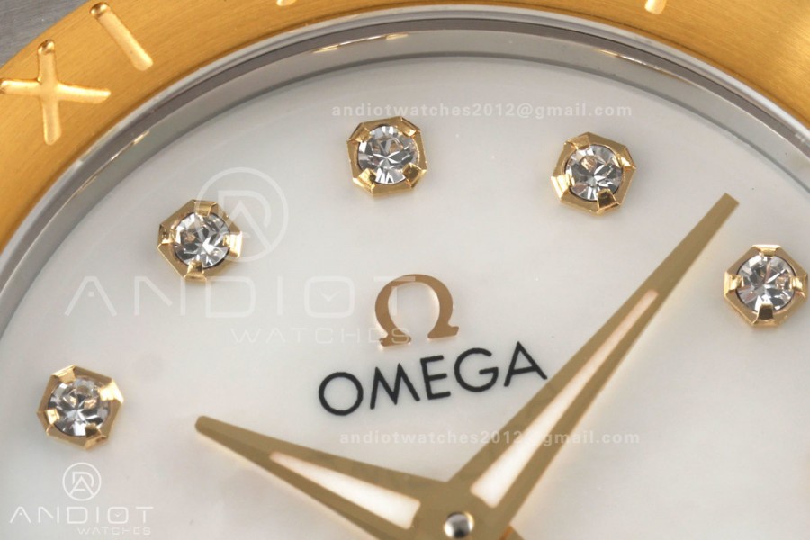 Constellation 28mm SS/YG 8848F 1:1 Best Edition White MOP Diamonds Dial on SS/YG Bracelet ETA Quartz