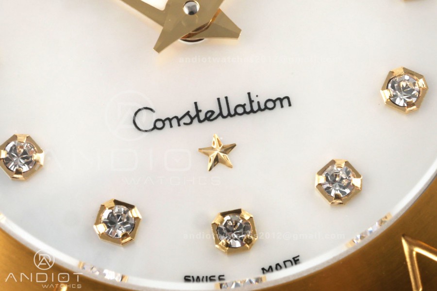 Constellation 28mm SS/YG 8848F 1:1 Best Edition White MOP Diamonds Dial on SS/YG Bracelet ETA Quartz