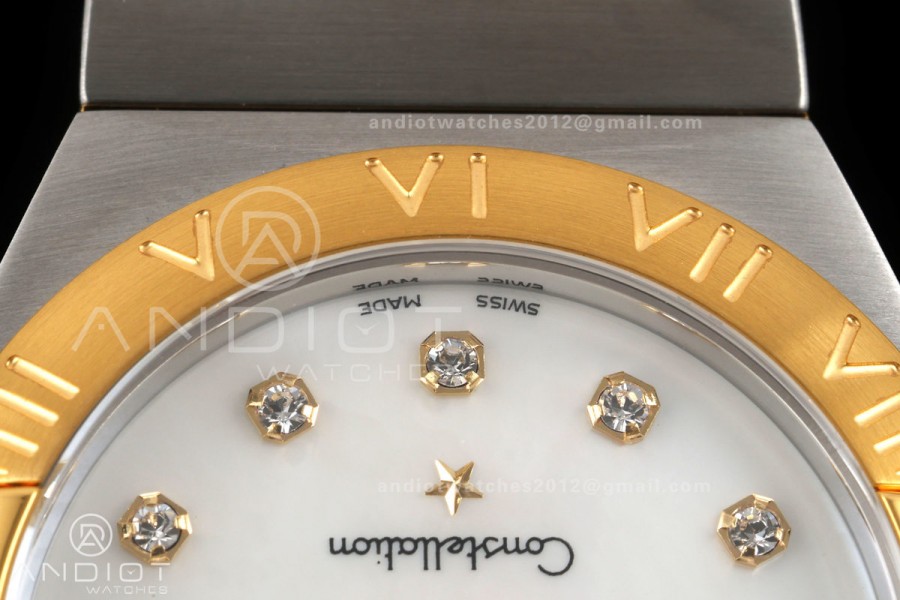 Constellation 28mm SS/YG 8848F 1:1 Best Edition White MOP Diamonds Dial on SS/YG Bracelet ETA Quartz