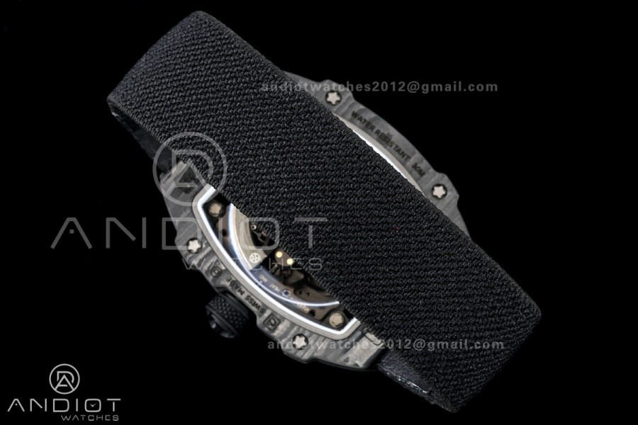 AVF RM67-02 NTPT All Black Skeleton Dial on Black Elastic strap CRMA7 Clone V2