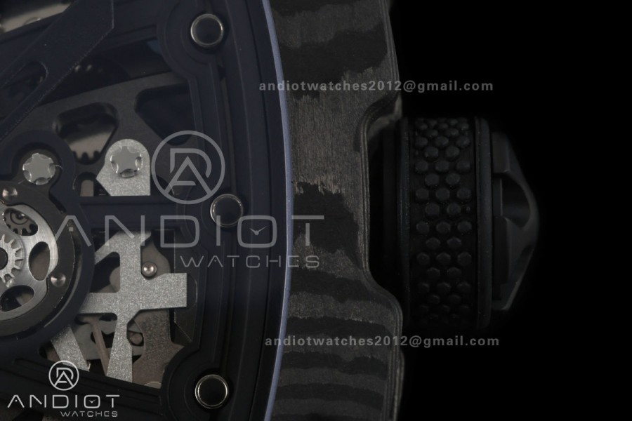AVF RM67-02 NTPT All Black Skeleton Dial on Black Elastic strap CRMA7 Clone V2