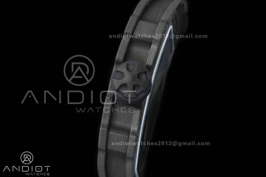 AVF RM67-02 NTPT All Black Skeleton Dial on Black Elastic strap CRMA7 Clone V2