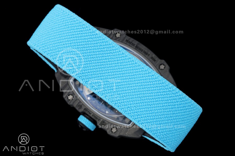 AVF RM67-02 NTPT Baby Blue Skeleton Dial on Baby Blue Elastic strap CRMA7 Clone V2